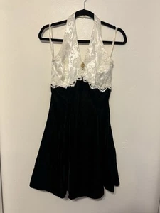 Vintage Jessica McClintock Gunne Sax Black Velvet Halter Dress Size 7/8 - Picture 1 of 4