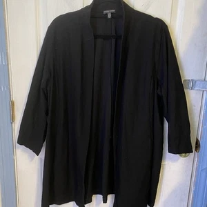 Eileen Fisher Cardigan Duster Womens 2X Open Front Black Nylon Blend Matured - Picture 1 of 8