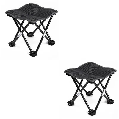  Set of 2 Tragbarer Klapphocker Angelstuhl Campinghocker Angelhocker - Bild 1 von 4