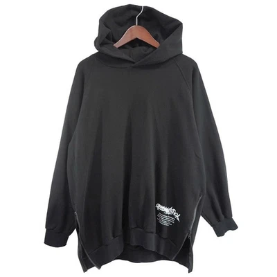 Ground Y Yohji Yamamoto Upside Down Logo Side Zipper Hoodie Size 3 Black Used - Image 1 of 4
