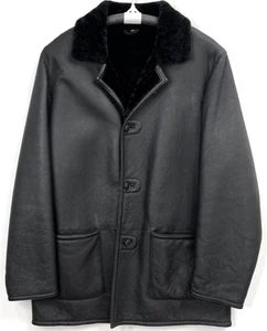 Herren XL Schwarz Lamm Lamm Lamm Lammfell Shearling Lederjacke Mantel LM Moda? Italien - Bild 1 von 24