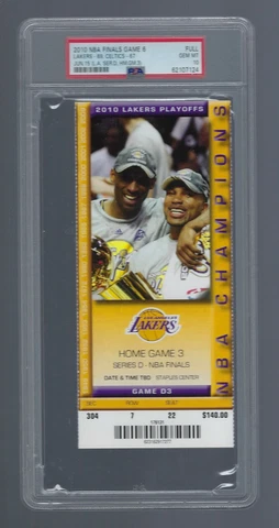 PSA GEM MINT 10 - KOBE BRYANT NBA FINALS CELTICS @ LAKERS 2010 FULL TICKET GM#6 Cover