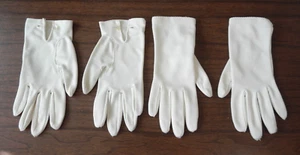 2 PAIR OF VINTAGE WHITE GLOVES - 1 pr BUTTON CUFF & 1 pr NO BUTTON - SIZE MEDIUM - Picture 1 of 2