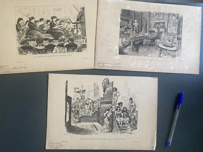 Série de 7 héliogravures, vers 1882 concerts, des bals, des costumes… - Photo 1/2