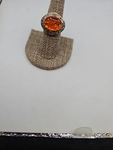 Ring Silver Size 6.75 Citrine W/Fireopal Accents - Picture 1 of 6
