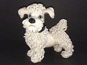 Vintage White Ceramic Standing Spaghetti Poodle Figurine W/Collar Italy 5 1/2” - Picture 1 of 12