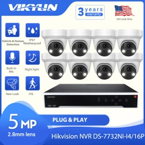 Hikvision 32CH 16 POE NVR CCTV System 5MP Full Color IP Camera MIC & Speaker Lot - Picture 1 of 17