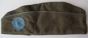 Early WW2 US ARMY GARRISON CAP INFANTRY OD Enlisted OVERSEAS HAT 7-3/8 - Picture 1 of 6