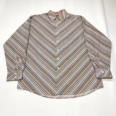 Brooklyn Xpress Button Up Shirt Mens Large Multicolor Striped Abstract Lines Y2K - Image 1 of 4