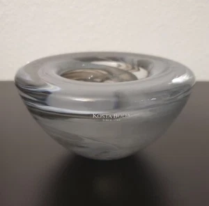 Kosta Boda Atoll GRAY Swirl Tea Light / Candle Holder Art Glass Sweden~GORGEOUS - Picture 1 of 3