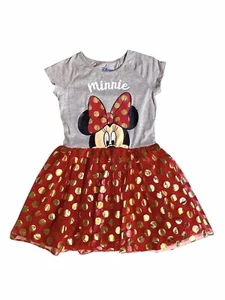 Disney Minnie Mouse red & gold Polka Dot tulle dress girls size L (10-12) EUC - Picture 1 of 5