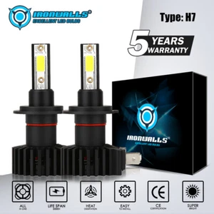 IRONWALLS H7 LED Headlight Bulbs Kit for VW Touareg 2004-2010 High Beam 6000K - Picture 1 of 12