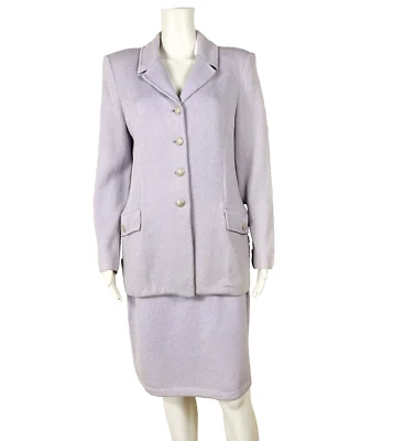 Conjunto de traje chaqueta y falda tejida ST. JOHN talla 14 (se adapta a 12) púrpura lavanda Foto 1 de 4