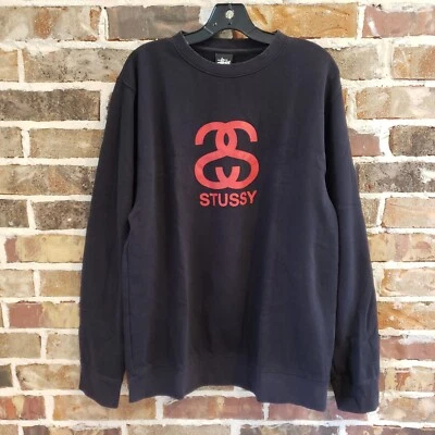 Vintage Stussy SS Logo Black Crewneck Sweatshirt Spell Out Made in USA Size XL - Image 1 of 4