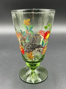 Anthropologie Nathalie Lete Marais Glass Water Goblet Green Porcupine 11 Oz NEW - Picture 1 of 13