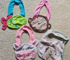 Lätzchen 👼 Baby/Mädchen, 4 Stück🐠Tier Motiv 🐵 gebraucht - Bild 1 von 1