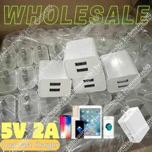 USB Double Wall Fast Charger Adapter Dual 5V2A For iPhone Samsung USB-A Plug Lot - Picture 1 of 10