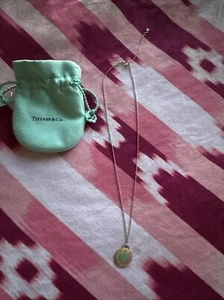Seltene Pls RT Tiffany & Co blaue Herz Kreis Halskette mit blauem Wildlederbeutel - Bild 1 von 9