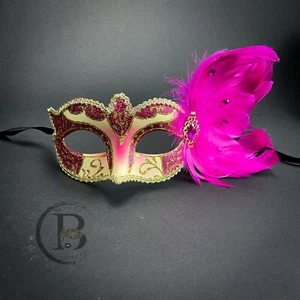 VENETIAN FEATHER MASQUERADE MASK M8502 - Picture 1 of 11