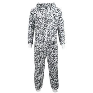 A2Z 4 Kids Girls Boys Leopard Snow Jumpsuits Soft Fleece Pyjamas Age 3-14 Years - Picture 1 of 11