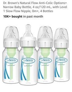 Dr. Brown's Natural Flow Anti-Colic Options+ Narrow Baby Bottle, 4 oz/120 mL#882 - Picture 1 of 24