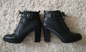 Gr. 40 Schnür & Reißverschluss Stiefel Boots Stiefeletten schwarz - Bild 1 von 6