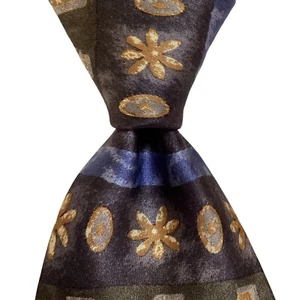 COCKTAIL COLLECTION Men's 100% Silk Necktie Designer BEER Blue/Gray/Brown EUC - Picture 1 of 3