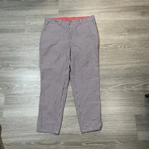 Saddlebred Pants Men 36X30 Flat Front Standard Fit Pink Blue Micro-Check Chino - Picture 1 of 12