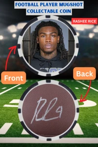 RASHEE RICE - FOOTBALL MUGSHOT - COLLECTABLE COIN -  ***SIGNED/AUTO*** - Picture 1 of 2
