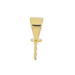 Gold Plated Sterling Silver Pendant Bail Clasp with Glue In Pearl Cup Pin #99767 - Picture 1 of 2