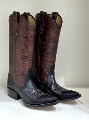 Botas vaqueras de cuero Ríos of Mercedes negras y marrones, trabajadas a mano, mujer 4 Foto 1 de 4