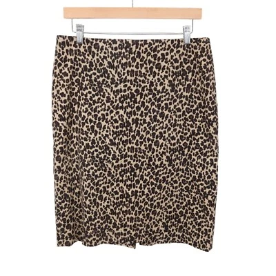 Falda Lápiz Terciopelo Estampado Leopardo Negro Tostado Mezcla Algodón TALBOTS FACTORY Talla 10 Foto 1 de 4