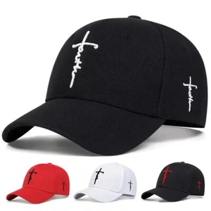 Faith Cross Embroidered Christian Baseball Cap,Adjustable Hat, Jesus, God, Chrit - Picture 1 of 9
