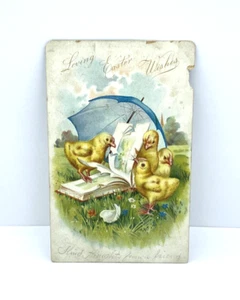 Vintage Antique c. 1910 Embossed Many Easter Wishes Baby Chicks Easter Postcard - Picture 1 of 2