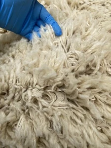 Crate and Barrel Fluffy Flokati 5’x8’ Ivory Rug Professionally Cleaned 70% Wool - Picture 1 of 11
