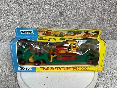 Vintage Lesney Matchbox King Size K-17 Low Loader W/ Bulldozer Multicolor - Image 1 of 4