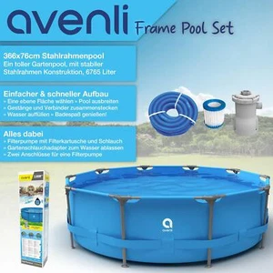 Frame Pool Komplettset Gartenpool Aufstellpool Schwimmbad blau rund Pumpe 366x76 - Bild 1 von 8