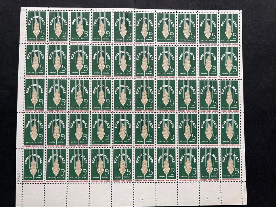 #1231,  5 cent,  FOOD FOR PEACE, 1963,  Sheet of 50,   NH-OG - Image 1 of 1