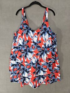 Catherines Womens Swimsuit One Piece Plus Size 22W Dress Red Blue Floral