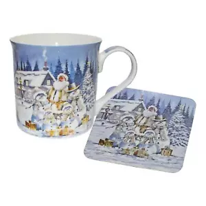 Christmas Mug And Coaster Set Tableware - Santa And Snowman - Picture 1 of 4