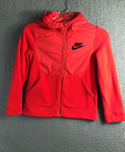 Nike Jacket Youth S Orange Hooded Full Zip Half Fleece