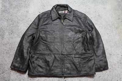 Chaqueta de abrigo larga de cuero negra Schott NYC talla 44 para hombre Foto 1 de 4