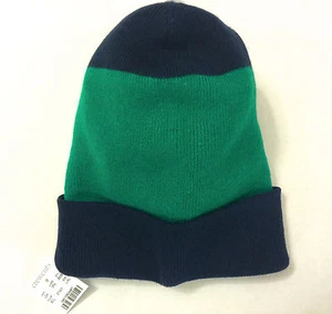 $32.50 NWT J. Crew Kids' Navy Blue Green Beanie Hat Cap Size L- XL - Picture 1 of 4