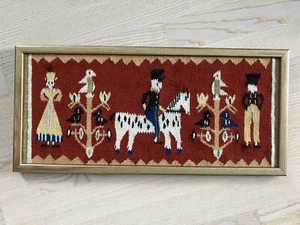 Charming Vintage 1970s Swedish Flemish Tapestry - Framed Textile Art - Picture 1 of 4
