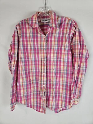 Camisa De Colección BLANCA STAG Para Mujer Talla Pequeña Manga Larga A Cuadros Cuello Abotonado Foto 1 de 4