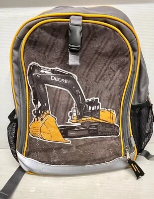 Kids Grey and Yellow John Deere Excavator Backpack - Image 1 of 4