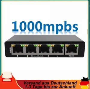 5Port Gigabit Desktop Netzwerk Switch RJ45 LAN Ethernet Verteiler HUB DE - Afbeelding 1 van 21