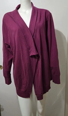 Lindo Suéter Cálido North Crest Mujer Talla Grande 2X Cortina Frente Abierto Magenta Foto 1 de 4