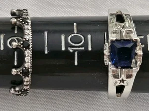 Two Silver Rings with Blue Stones Size 11 & 9 - Picture 1 of 8
