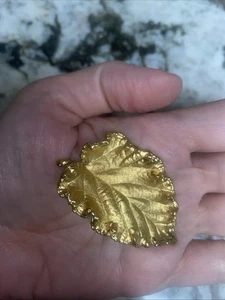 Broche Hoja Tono Dorado Cepillado Firmado Napier De Colección Años 50 - Imagen 1 de 7